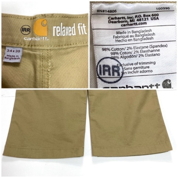 CARHARTT Rugged Flex Rigby Dungaree Pants in Khaki Beige Size 34 - Picture 6 of 10